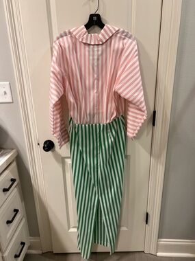 Striped Pink and Green Maxi Dress